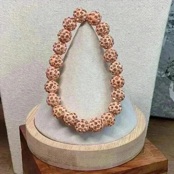 Peach Rhinestone Sparkling Beaded Bracelet - Picture 1 of 3